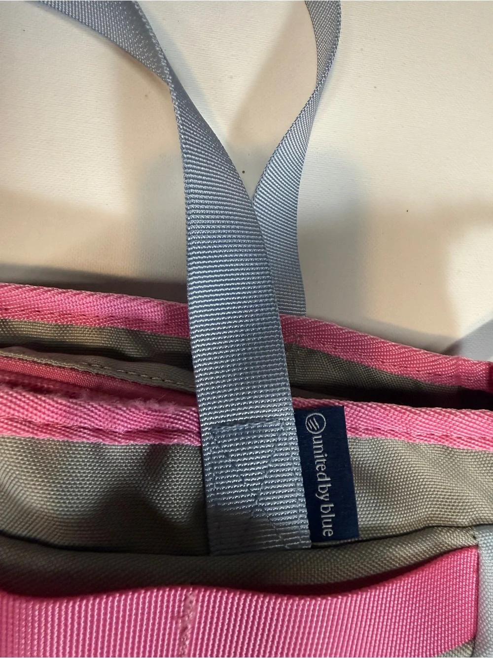 United By Blue Gray Backpack Tote with Pink & Tan Accents